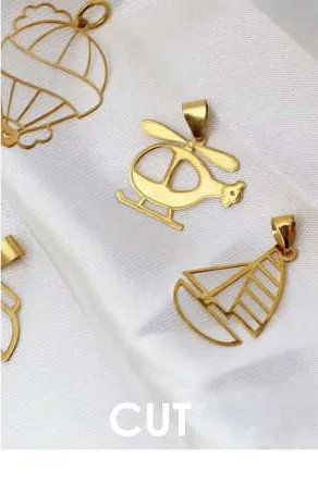 Gold jewelry charms cut with an EST-FEP fiber laser marking machine