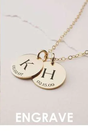 Date engraved on gold pendant discs with an EST-FEP fiber laser