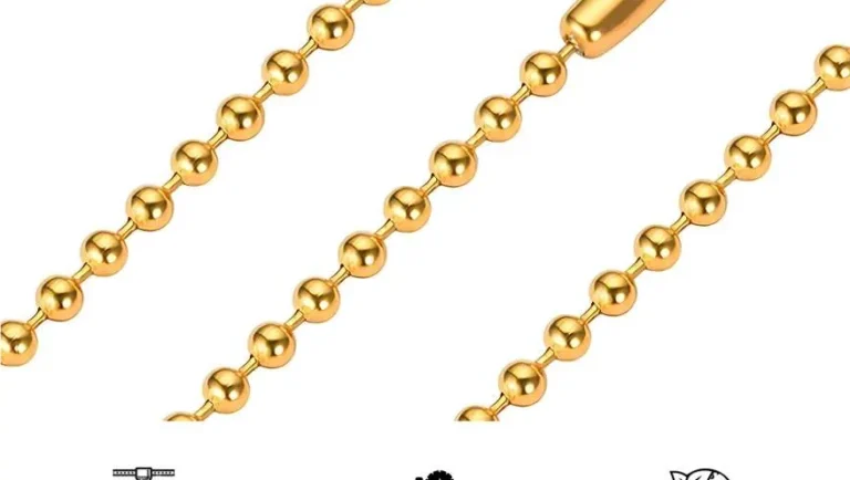 Gold ball and bead chain produced on a ball chain machine
