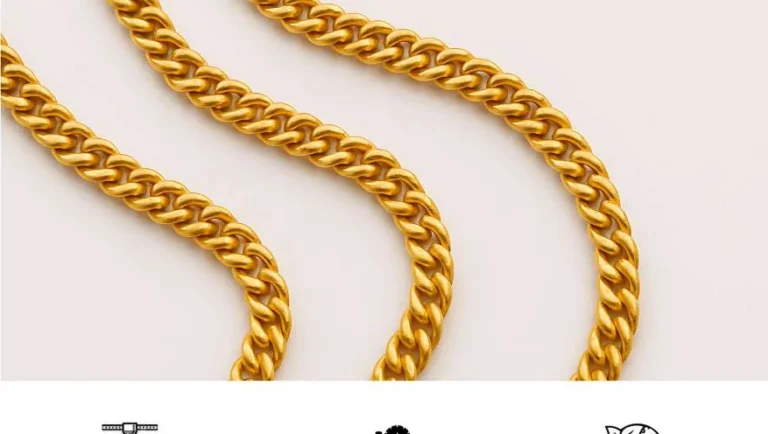 Large gold curb chain produced on a large chain making machine