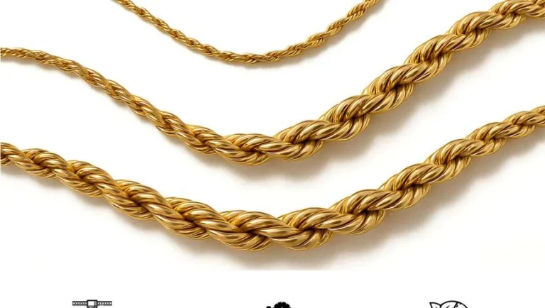 Gold rope chain produced on a rope chain making machine
