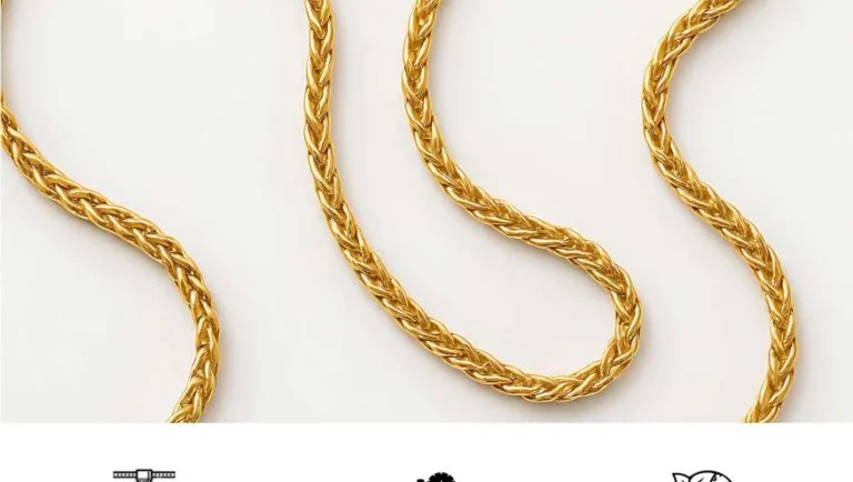 Gold spiga wheat chain produced on a spiga chain machine